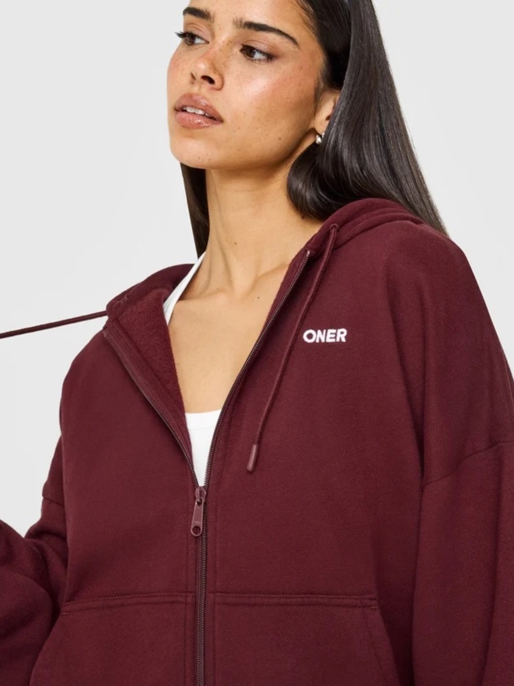 NWOT Oner Active Mid Weight Relaxed Zip Hoodie in Rosewood